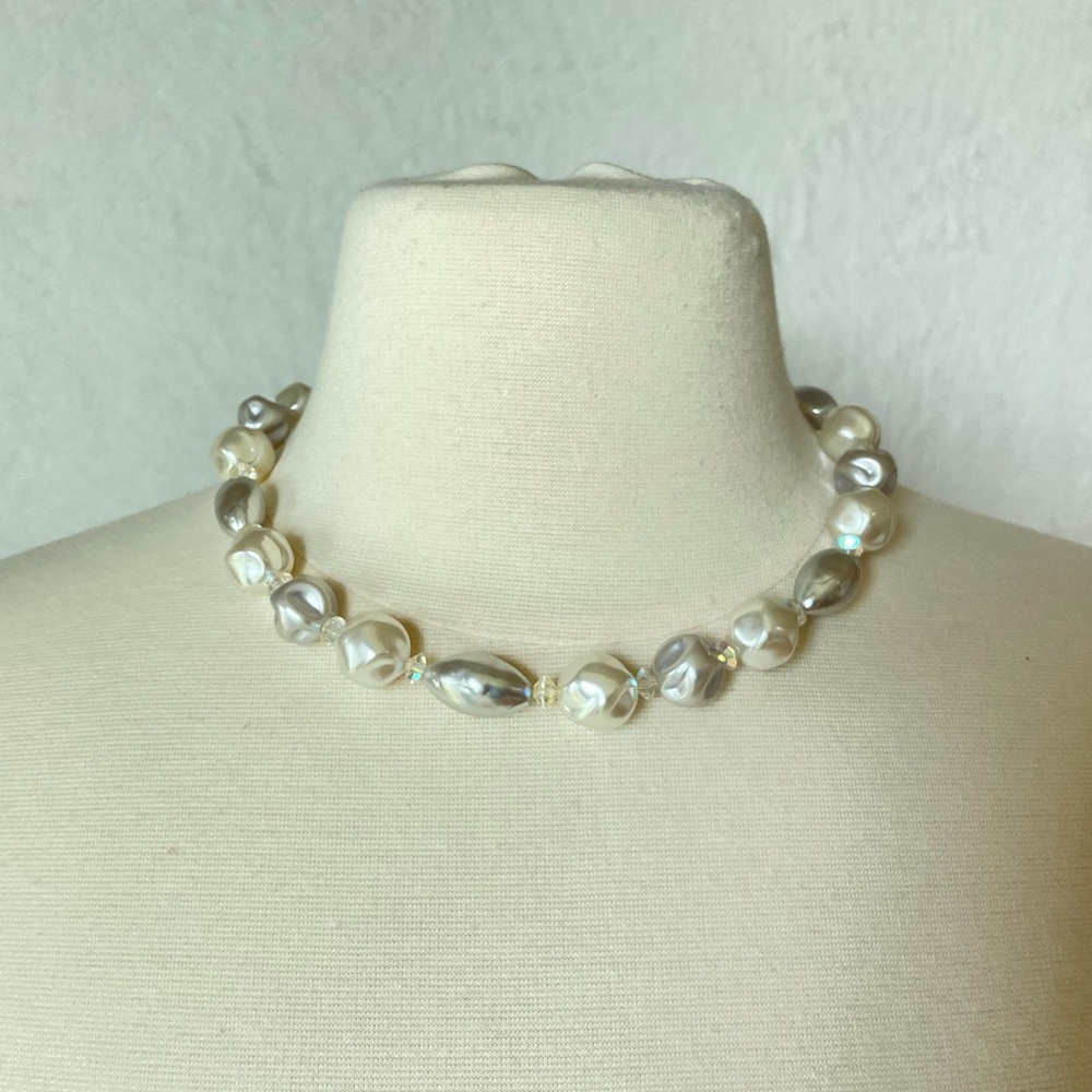 Vintage Acrylic Necklace with Aurora Borealis Crystals, Winter, MCM